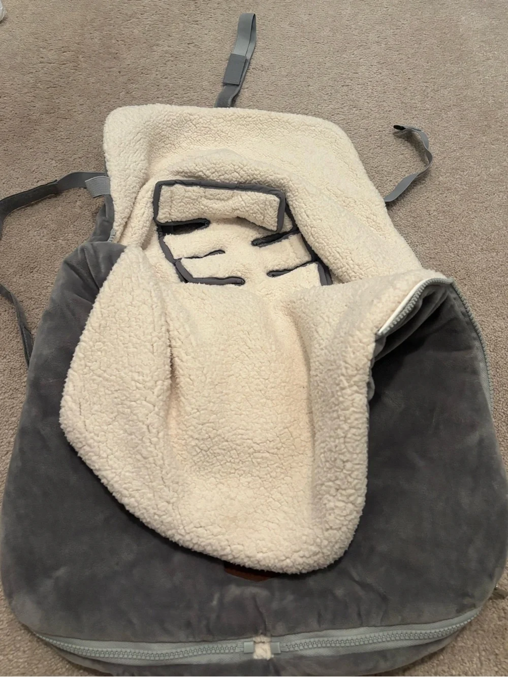 Gray JJ Cole Original Bundleme Stroller Car Cover Shearling